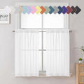 Lecloud 36 Inch White Sheer Curtains Tiers 2 PCS by Lecloud