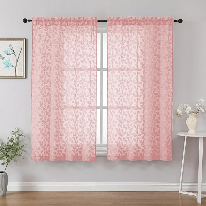 Chyhomenyc Blush Pink Sheer Curtains 54 Inch Length by Chyhomenyc