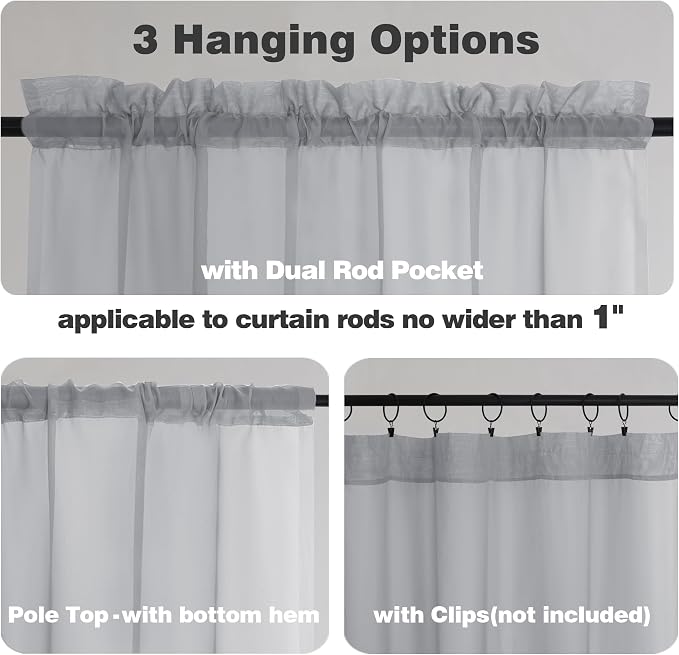 Chyhomenyc Light Grey Sheer Valance - Image 5