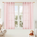 LAMIT 54 Inch Semi Sheer Window Linen Curtains, Light Filtering Panels Back Tab by LAMIT