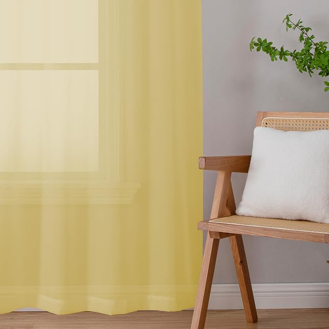 Chyhomenyc Mustard Yellow Sheer Curtains 72 Inches Long, Light Filtering Window - Image 8