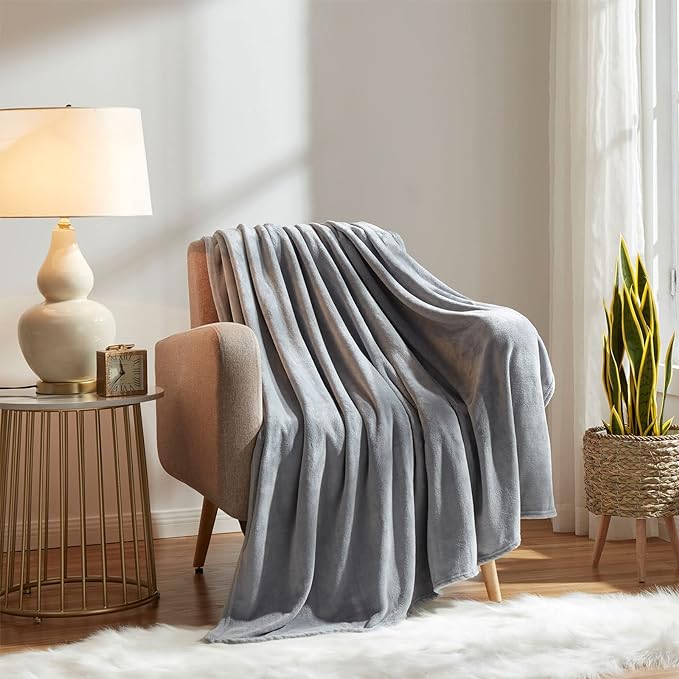 KMUSET Fleece Blanket Twin Size Grey Lightweight Throw Blanket Super Soft Cozy - Image 5