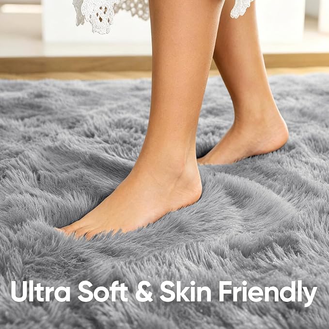 9x12 Extra Large Grey Fluffy Soft Area Rug Non-Slip - Image 5