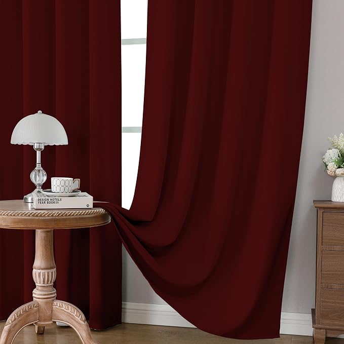 CUCRAF Burgundy Red Blackout Curtains Customize, Rod Pocket Room Darkening - Image 5