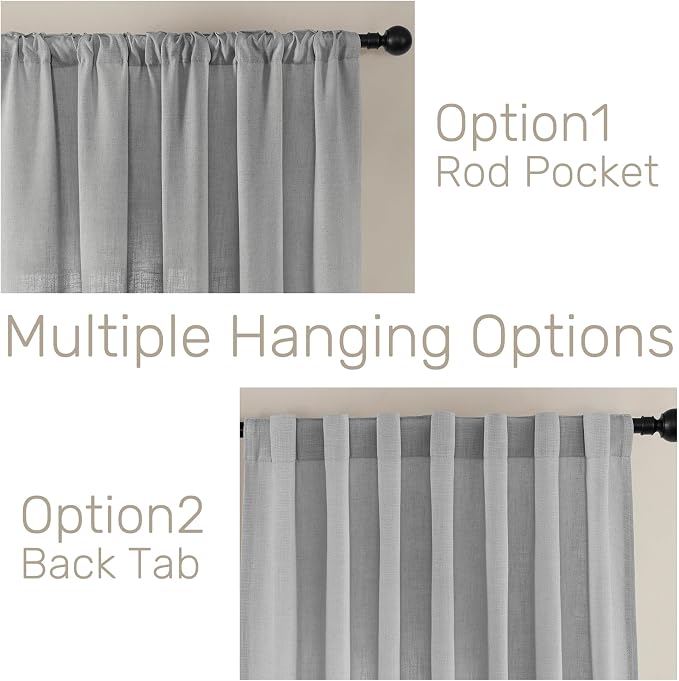 Joydeco Linen Curtains for Living Room, Light Filtering Rod Pocket Back Tab - Image 5