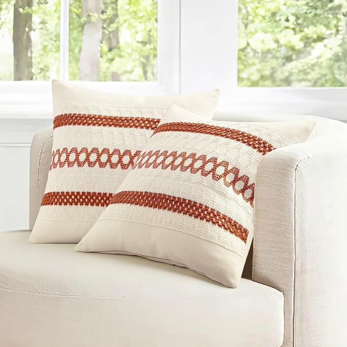 MIULEE Set of 2 Fall Burnt Orange Decorative Lumbar Pillow Covers 12x20 | - Image 7