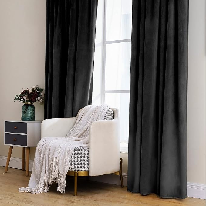 MIULEE Black Velvet Curtains 84 inches 2 Panels - Image 7