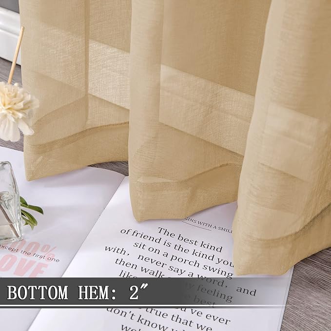 Tollpiz Short Sheer Curtains Living Room Linen Textured Curtain Sheers Light - Image 4