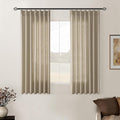 Grey Beige Pinch Pleat Linen Kitchen Curtains 45 Inches Long 2 Panels | by Twodrapes