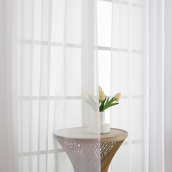 Chyhomenyc White Sheer Curtains 72 Inches Long 2 Panels - Image 6