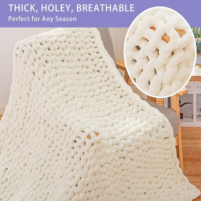 Bigacogo Chunky Knit Throw Blanket - Image 3