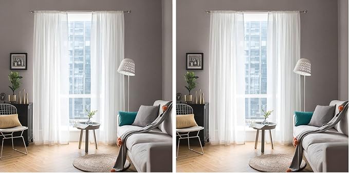 MIULEE White Sheer Curtains 90 inches Long Window Curtains 2 Panels Solid Color by MIULEE