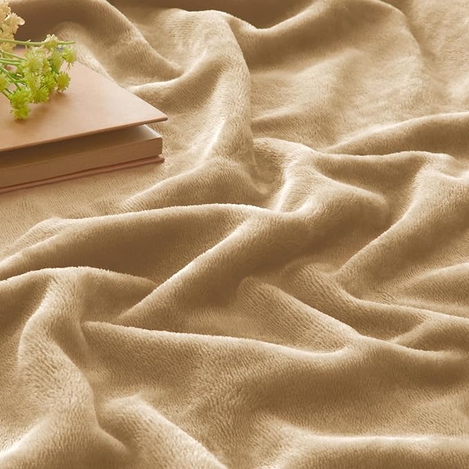 BEDELITE Fleece Blanket Twin Size Light Camel Throw Blankets - Image 3