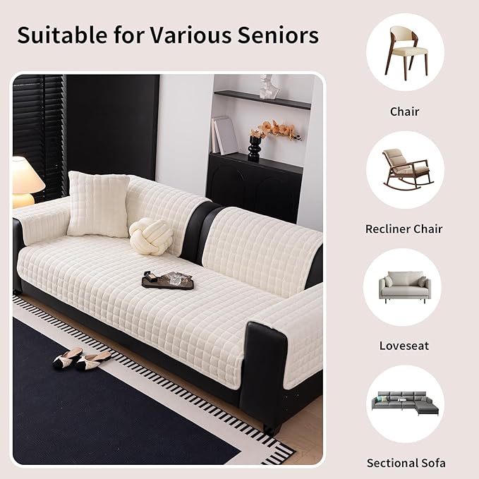 Velvet Couch Cover, Washable Sectional Sofa Cover, Anti Slip Sofa Slipcover - Image 6