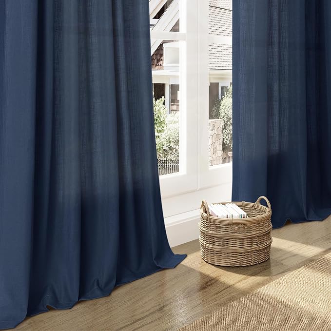 Extra Long Denim Blue Linen Curtains 120 Inch - Image 6
