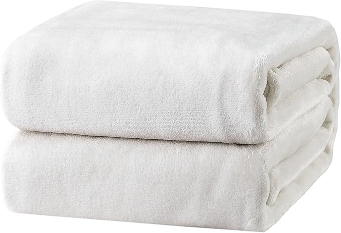 Bedsure GentleSoft Fleece Blankets King Size White by BEDSURE