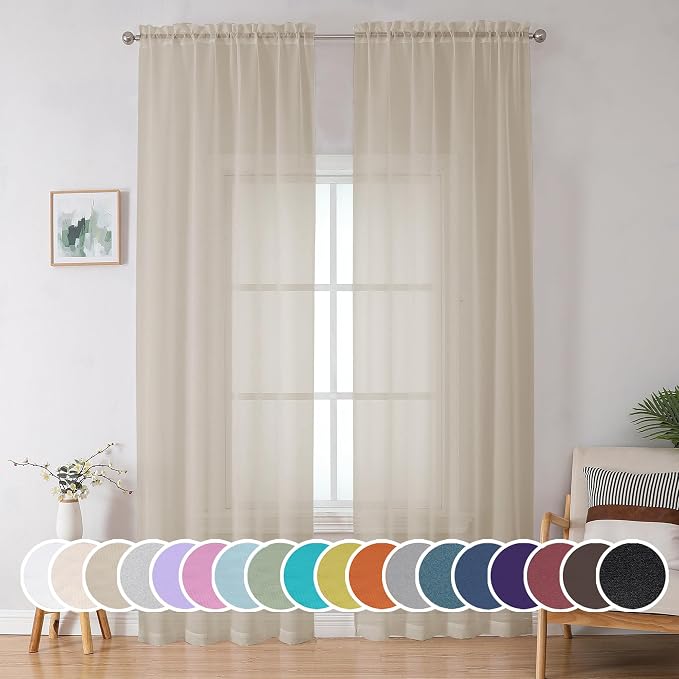 OWENIE Extra Long Sheer Curtains 96 inches Long by OWENIE
