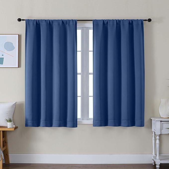 Simplebrand Ava Royal Blue Short Blackout Curtains by Simplebrand