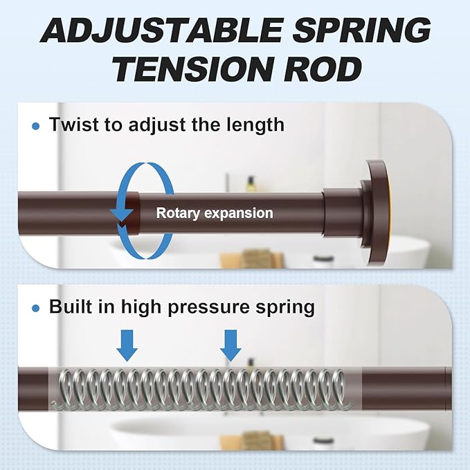 CorkLatta Bronze Shower Curtain Rod 31 to 92 Inch, 1 Inch Diameter Adjustable - Image 2