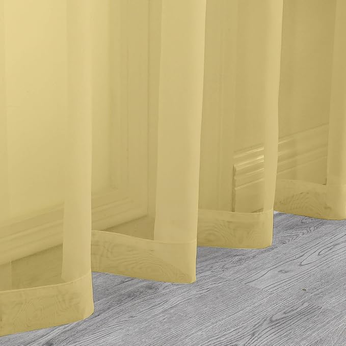 Chyhomenyc Mustard Yellow Sheer Curtains 72 Inches Long, Light Filtering Window - Image 9