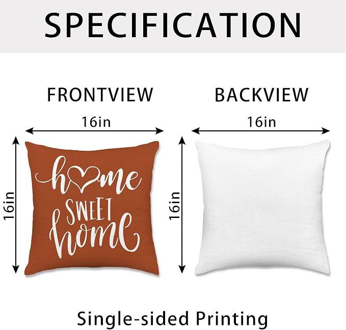 Hexagram Geometric Burnt Orange Pillow Covers 16x16 Set of 4, Decorative - Image 4
