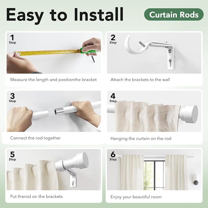 IFELS 2 Pack Heavy Duty Curtain Rods - Image 8