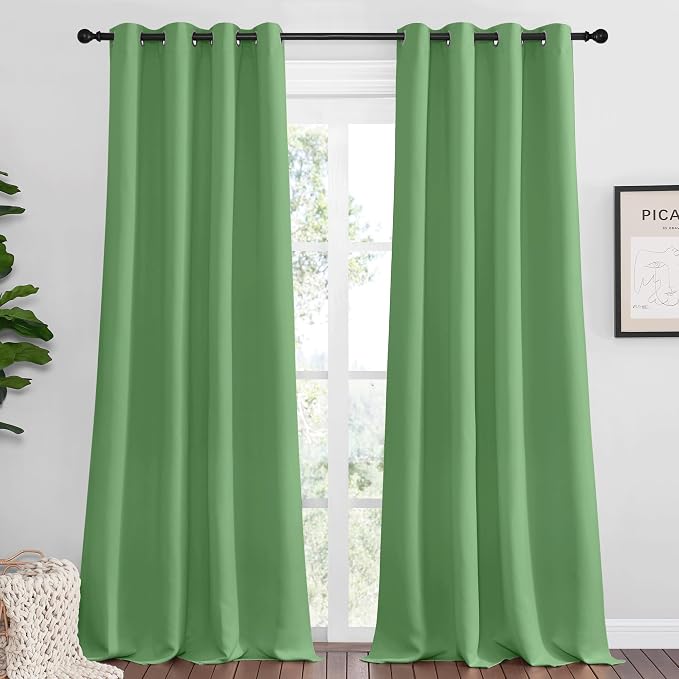 NICETOWN Froest Green Blackout Curtains 102 inches Length by NICETOWN