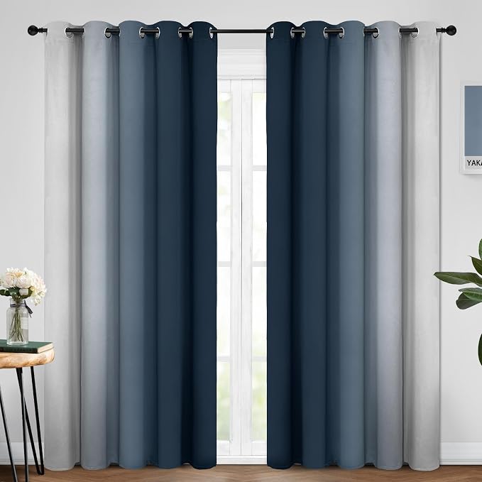 Yakamok Room Darkening Ombre Curtains 84 Inch Length, Light Blocking Grommet - Image 2