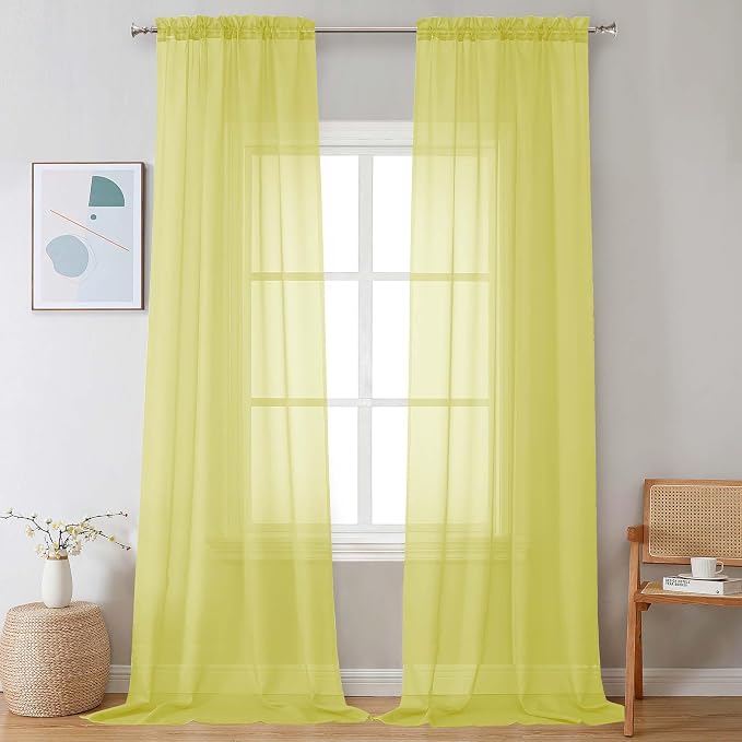 Chyhomenyc Sheer Curtains 108 Inch Length 2 Panels Set, Extra Long Light by Chyhomenyc