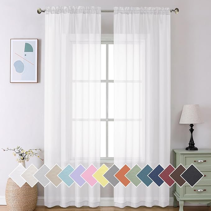 Aiyufeng 108 Inch White Sheer Window Curtains by Aiyufeng