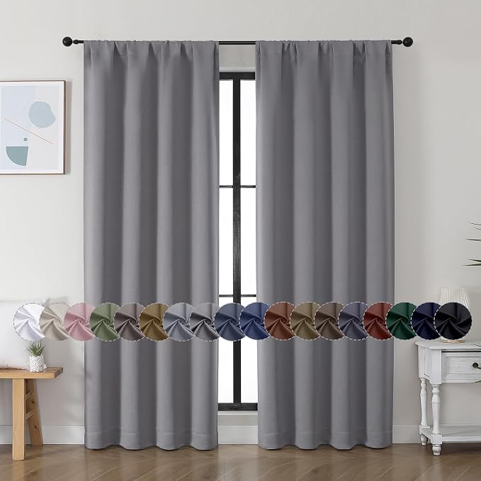 Simplebrand Ava Light Grey Blackout Curtains by Simplebrand