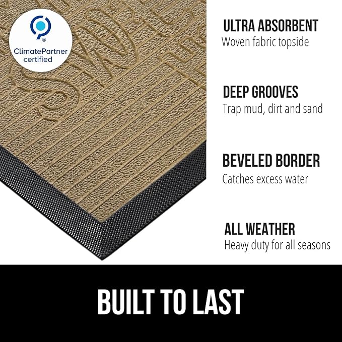 GORILLA GRIP 100% Waterproof All-Season WeatherMAX Doormat 35x23, US Designed - Image 2