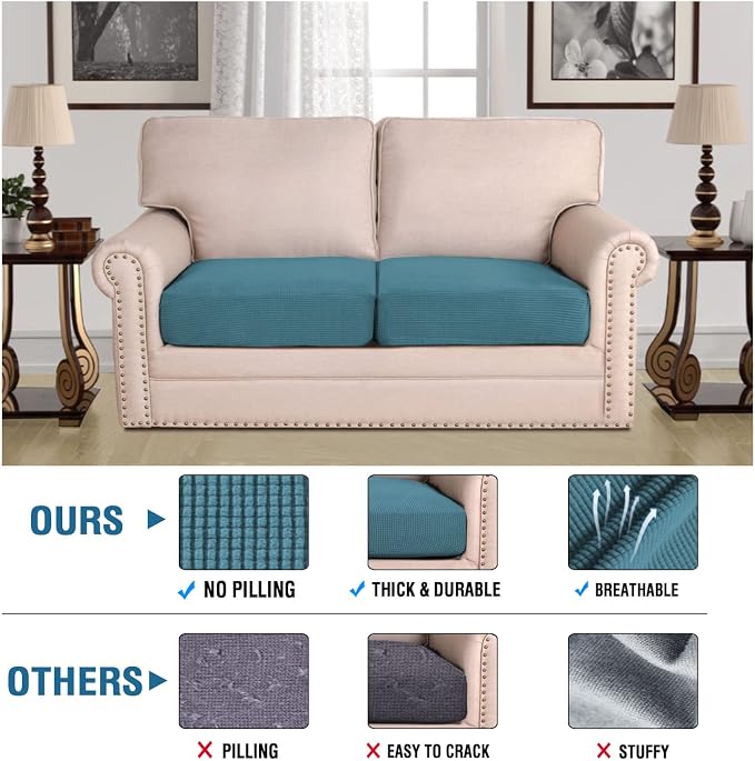 H.VERSAILTEX Super Stretch Individual Seat Cushion Covers Sofa Covers Couch - Image 2
