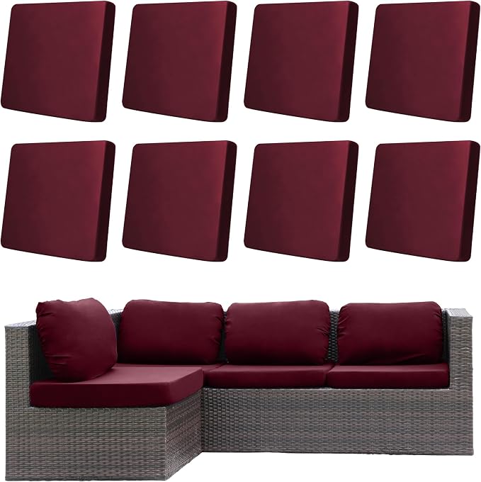 8Pcs Outdoor Cushion Covers, Patio Cushion Covers, Stretch Elastic Slipcovers by dreahoteztil