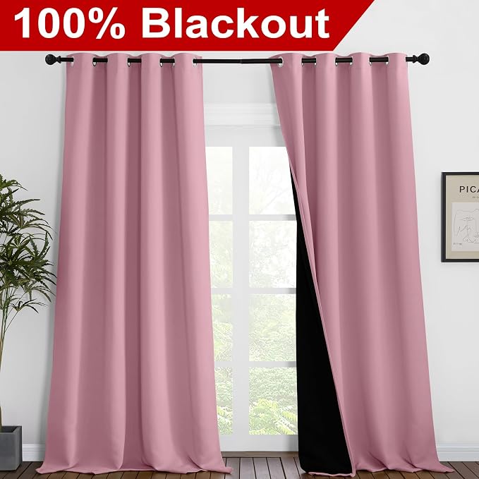 NICETOWN 100% Blackout Blinds, 52 inches x 120 inches, Laundry Room Decor - Image 2