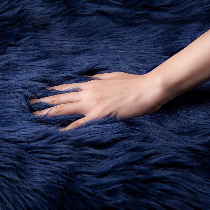 Ashler Faux Fur Rectangular Rug, Fluffy Shaggy 2 x 2.9 ft, Ultra Soft, Machine - Image 5