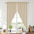 RYB HOME Short Kitchen Valances Thick Faux Linen Blended 2 Panels, Privacy by RYBHOME