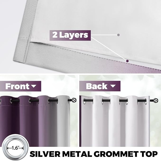 Yakamok 100% Blackout Curtains 84 Inch Length 2 Layers, Light Blocking Thermal - Image 3