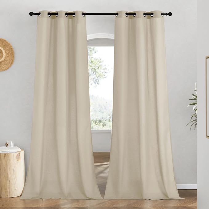 NICETOWN Linen Angora Window Curtains 84 inches Long, Grommet Thick Linen Blend by NICETOWN