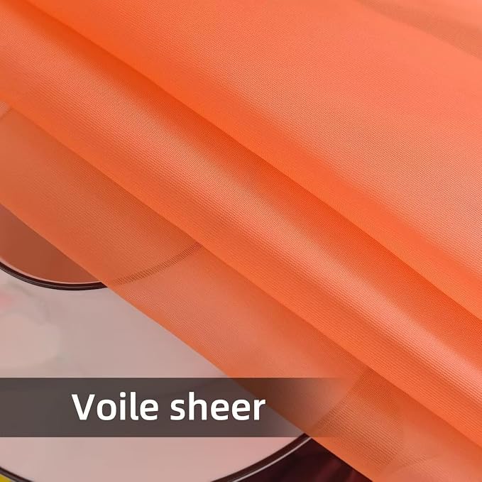 youleyar Solid Sheer Rod Pocket Curtain Voile Draperies 2 Panels White Beige - Image 5