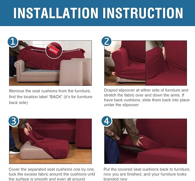 H.VERSAILTEX 4 Piece Stretch Sofa Covers - Image 6