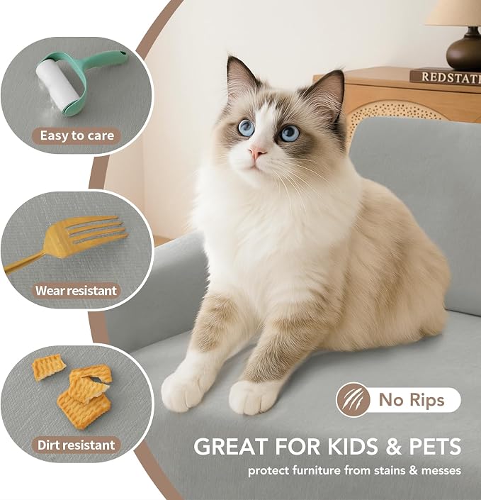 Couch Cover for Dogs, Boho Sofa Covers for 2 Cushion Couch, Chenille Sofa - Image 5