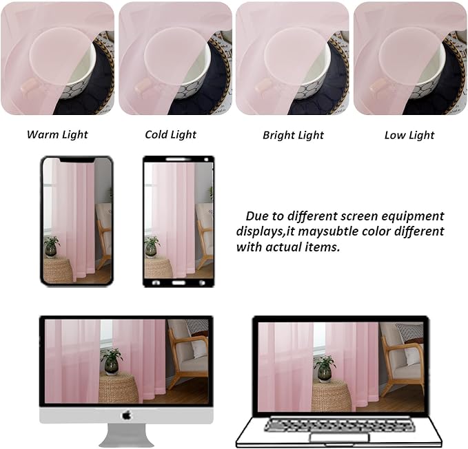 Chyhomenyc Blush Pink Sheer Valances - Image 4
