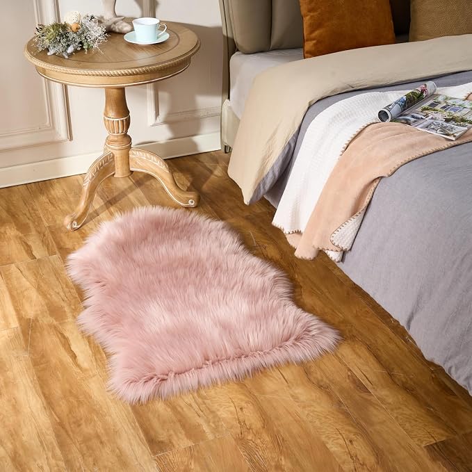 EasyJoy Ultra Soft Fluffy Shaggy Area Rug Faux Fur Rug Chair Cover Seat Pad - Image 2