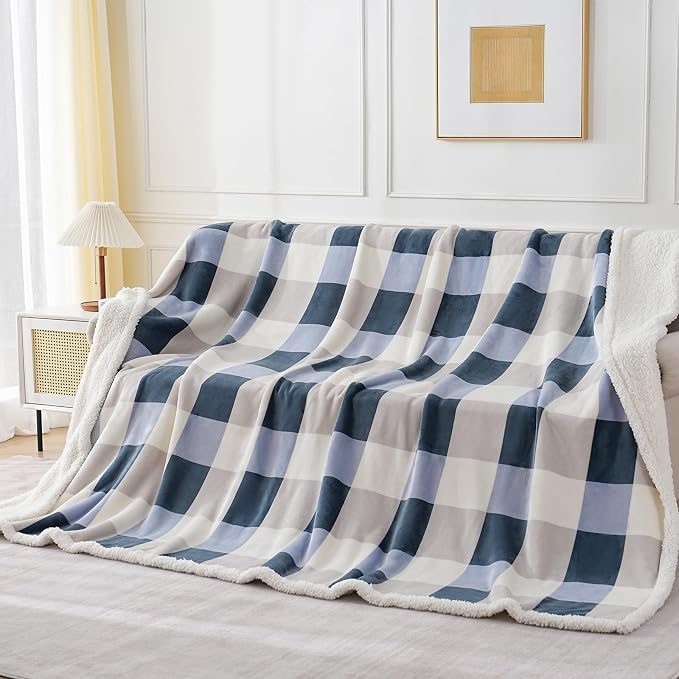 PU MEI Sherpa Throw Blanket Reversible Large Big King Size Flannel Blankets by HOME