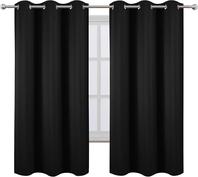 LEMOMO Black Thermal Blackout Curtains/38 x 63 Inch/Set of 2 Panels Room - Image 2