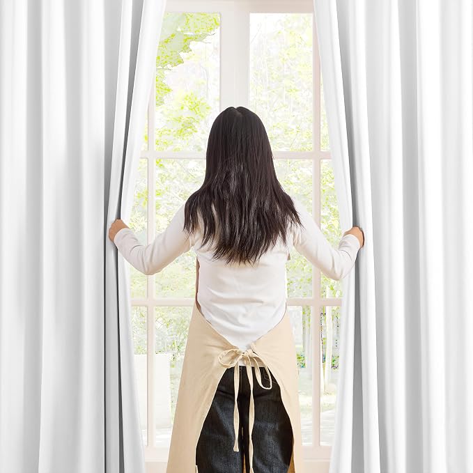 White Linen Pinch Pleat Curtains 92 Inches Long 2 Panels - Image 3