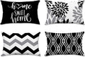 Hexagram Geometric Black Pillow Covers 12x20 Set of 4, Decorative Outdoor Boho by Hexagram