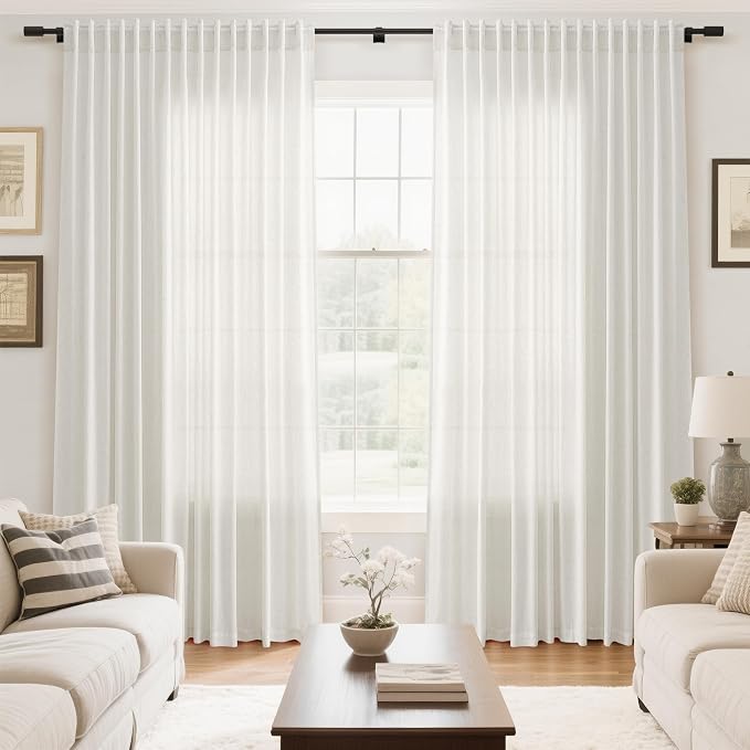 Nanspring Extra Wide 100x108 Inch Linen Curtains - Image 7