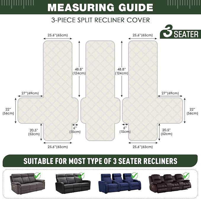TAOCOCO 100% Waterproof Recliner Sofa Cover, Non Slip Split Couch Covers - Image 2
